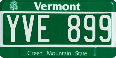 VT license plate YVE899