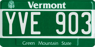 VT license plate YVE903