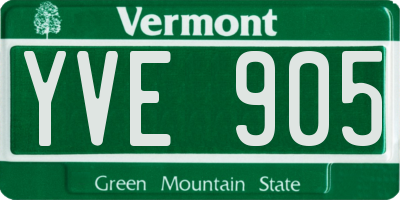 VT license plate YVE905