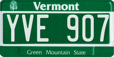 VT license plate YVE907