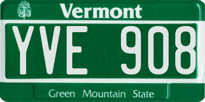 VT license plate YVE908