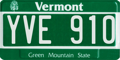 VT license plate YVE910