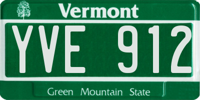 VT license plate YVE912