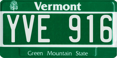 VT license plate YVE916
