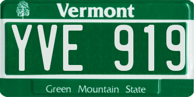 VT license plate YVE919