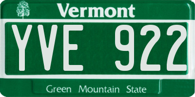 VT license plate YVE922