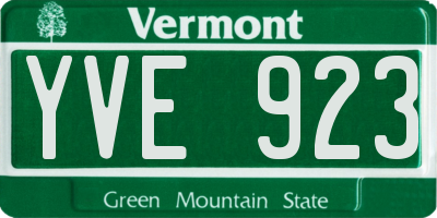 VT license plate YVE923