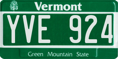 VT license plate YVE924