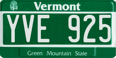 VT license plate YVE925