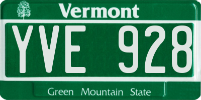 VT license plate YVE928