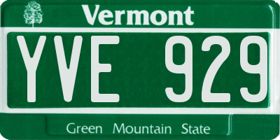 VT license plate YVE929