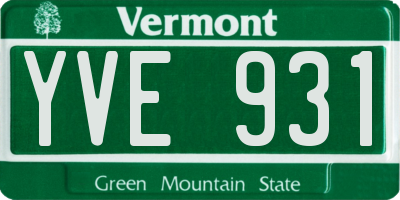 VT license plate YVE931
