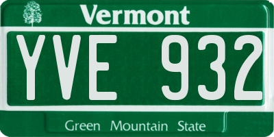 VT license plate YVE932