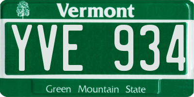 VT license plate YVE934
