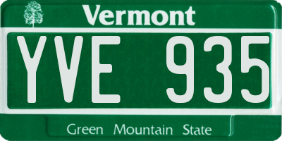 VT license plate YVE935