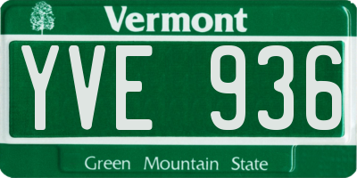 VT license plate YVE936