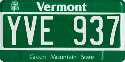 VT license plate YVE937