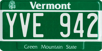 VT license plate YVE942