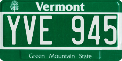 VT license plate YVE945