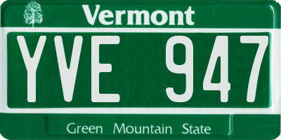 VT license plate YVE947