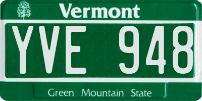 VT license plate YVE948