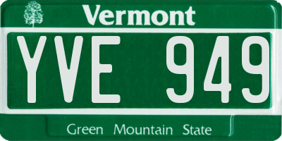VT license plate YVE949