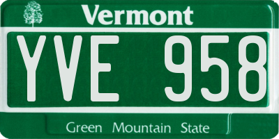 VT license plate YVE958