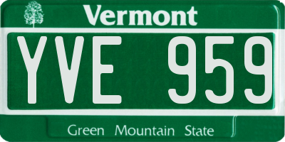 VT license plate YVE959