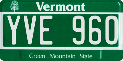 VT license plate YVE960
