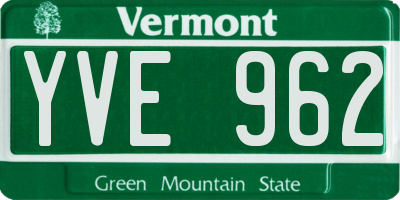 VT license plate YVE962