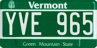 VT license plate YVE965