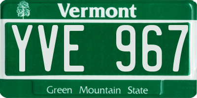 VT license plate YVE967