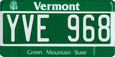 VT license plate YVE968