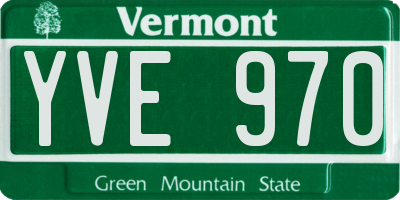 VT license plate YVE970
