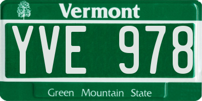 VT license plate YVE978