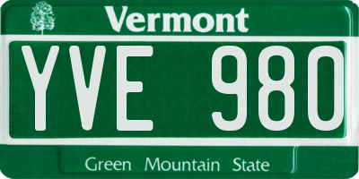 VT license plate YVE980