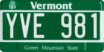 VT license plate YVE981