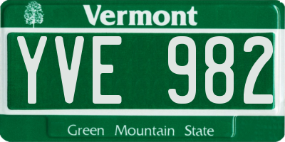 VT license plate YVE982