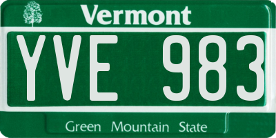 VT license plate YVE983