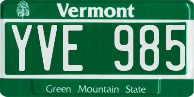 VT license plate YVE985