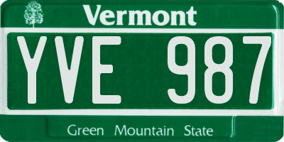 VT license plate YVE987