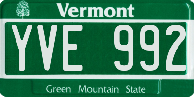 VT license plate YVE992