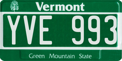 VT license plate YVE993
