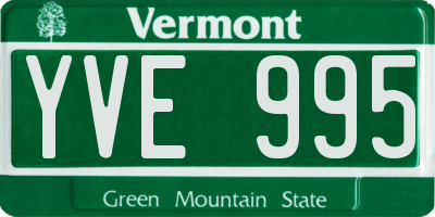 VT license plate YVE995