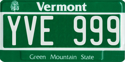 VT license plate YVE999