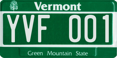 VT license plate YVF001
