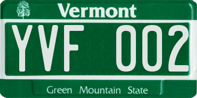 VT license plate YVF002