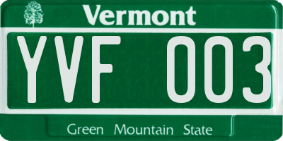 VT license plate YVF003