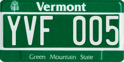 VT license plate YVF005