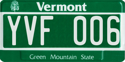 VT license plate YVF006